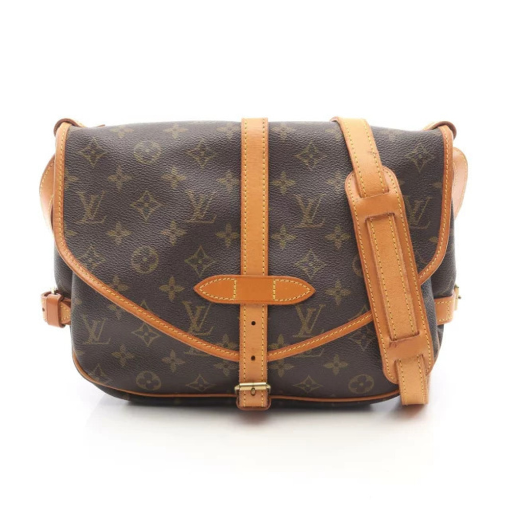 Louis Vuitton Saumur Shoulder Bag Canvas Leather Monogram Brown